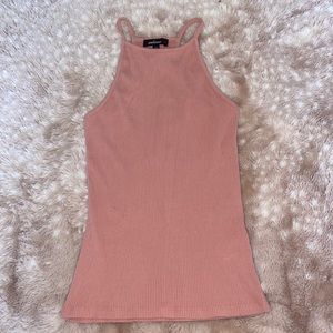 Pink Ribbed Halter Tank